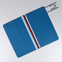 Pure Racing - Simple Lines on Blue Picnic Blanket