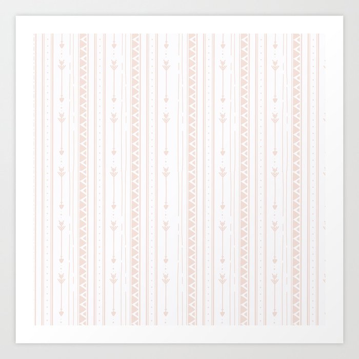 Pastel brown white bohemian arrows zigzag geometrical Art Print