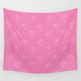 Pink Wildflowers floral Pattern Wall Tapestry