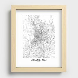 Chiang Mai White Map Recessed Framed Print