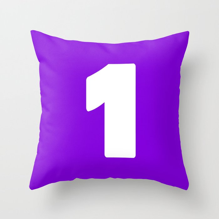 1 (White & Violet Number) Throw Pillow
