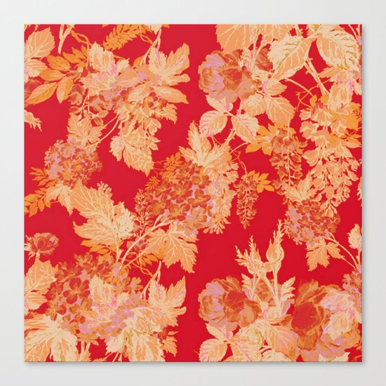 gold and red floral Canvas Print