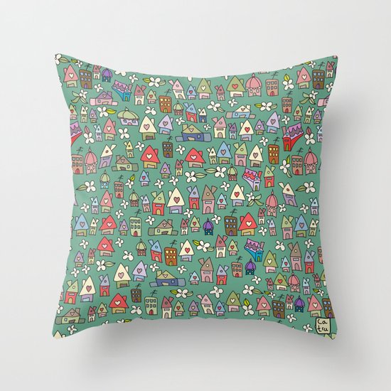 Houses - eco Throw Pillow