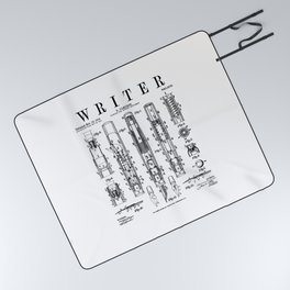 Writer Author Novelist Fountain Pen Bookish Vintage Patent Picnic Blanket