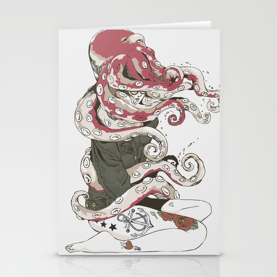 My head is an octopus Stationery Cards