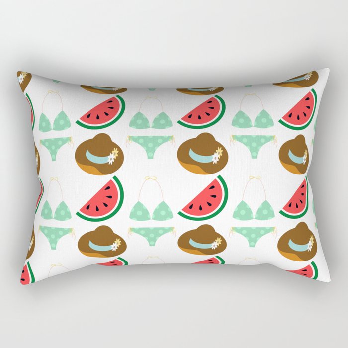 Summer Beach And Watermelon Rectangular Pillow