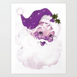 Santa Claus Purple Art Print