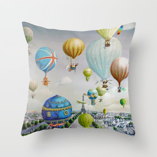 Ballooning over everywhere: Paris Throw Pillow