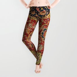 Indian Boho II // 16th Century Distressed Red Green Blue Flowery Colorful Ornate Rug Pattern Leggings