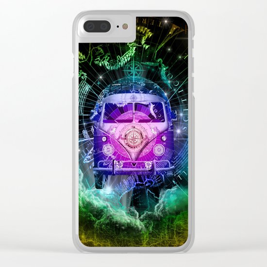 galaxy vintage voyager world map design 1 Clear iPhone Case