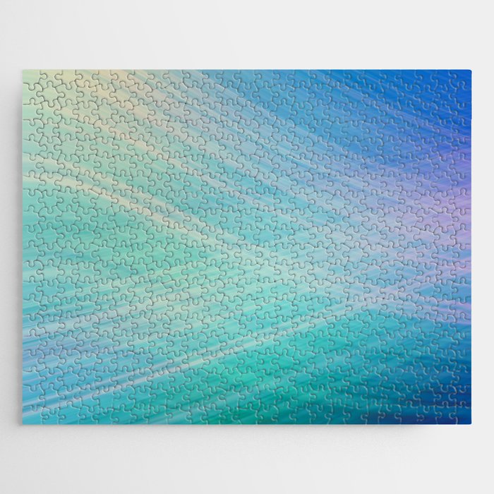 Abstract Waves Blue Green Jigsaw Puzzle
