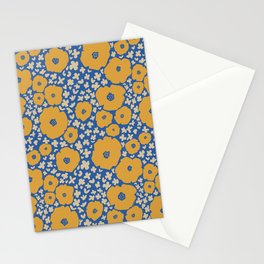 Gold Blooms on Blue Stationery Cards