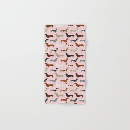 Dachshund doxie pet portrait hot dog weener dog breed funny small dogs puppy gifts for dachshund Hand & Bath Towel