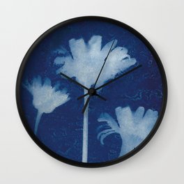 Jackie Partridge Art- Daisies Cyanotype Wall Clock | Daisiesprint, Botanicalprint, Cyanotypedaisies, Daisycyanotype, Jackiepartridgeart, Bluedaisyart, Floralprint, Cyanotype, Daisyprint, Cyanotypes 