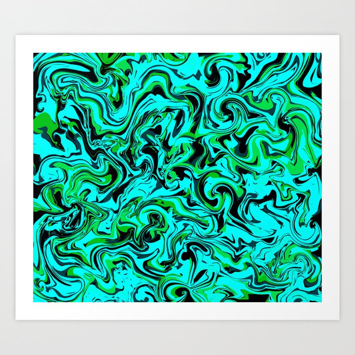 Green Glow Marble Art Print