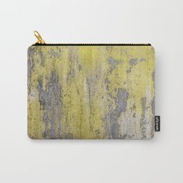 Old gray concrete wall with peeling yellow paint. Texture background.  Carry-All Pouch