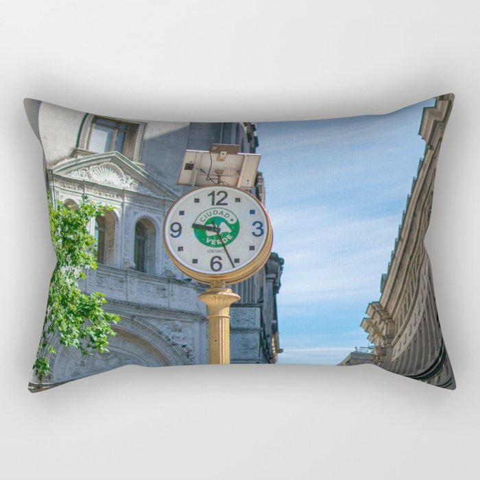 Argentina Photography - Clock In Down Town Buenos Aires In The Summer Rectangular Pillow