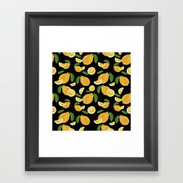 Lemons Pattern Black Framed Art Print