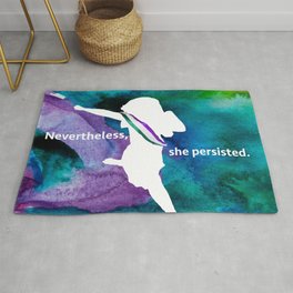 Nevertheless, she persisted. Rug | Dancer, Nevertheless, Women, Typography, Painting, Iwd, Suffrage, Black And White, Feminism, Persisted 