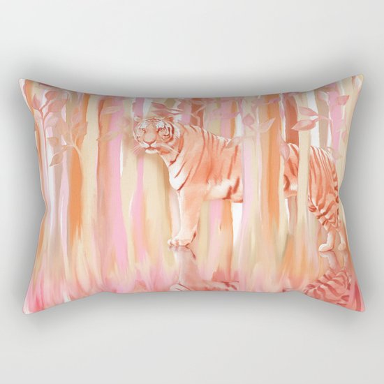 Tiger in the Trees - Painting / Collage Rectangular Pillow