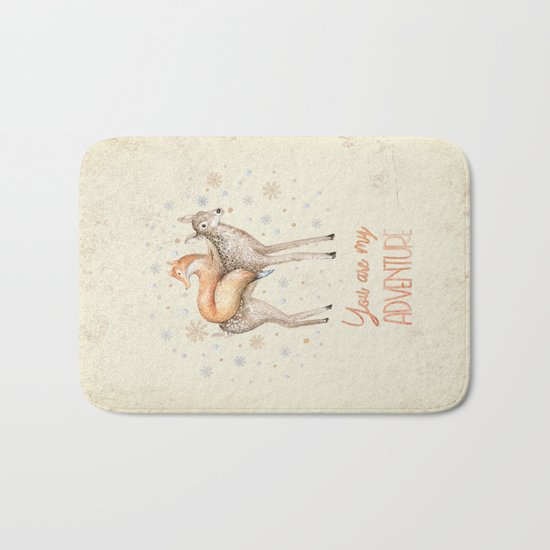 You are my adventure- fox and deer in winter- merry christmas Bath Mat