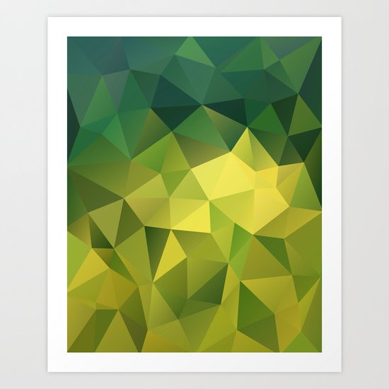 Abstract of triangles polygon in green yellow lime colors Art Print