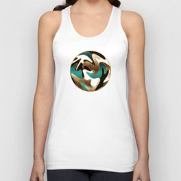 MCM Abstract Watercolor Waves // Gold, Teal, Brown, Black, White Unisex Tank Top