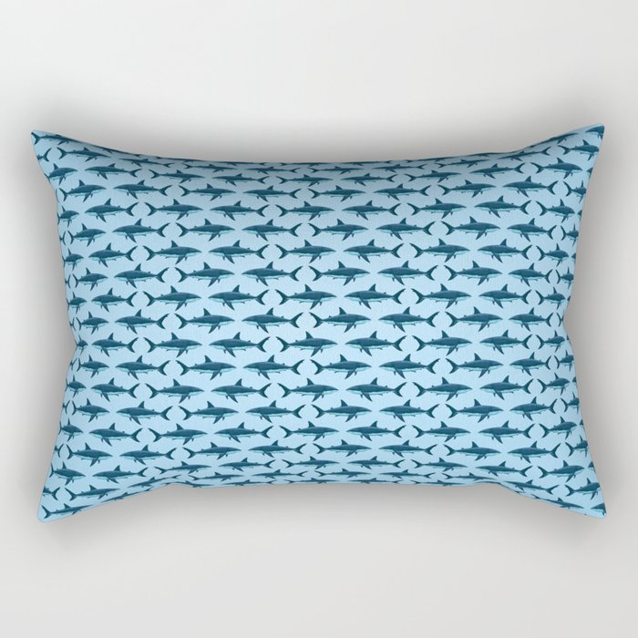 Pattern: Great White Shark  ~ Light Blue ~ (Copyright 2015) Rectangular Pillow