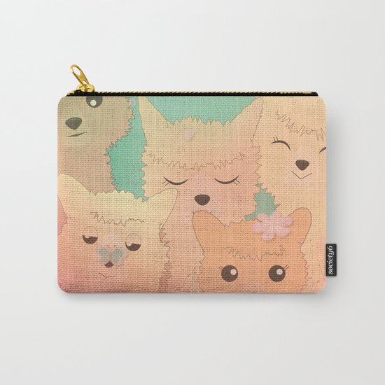 Alpaca Family II - Mint Green Spring Cherry Blossom Background Carry-All Pouch