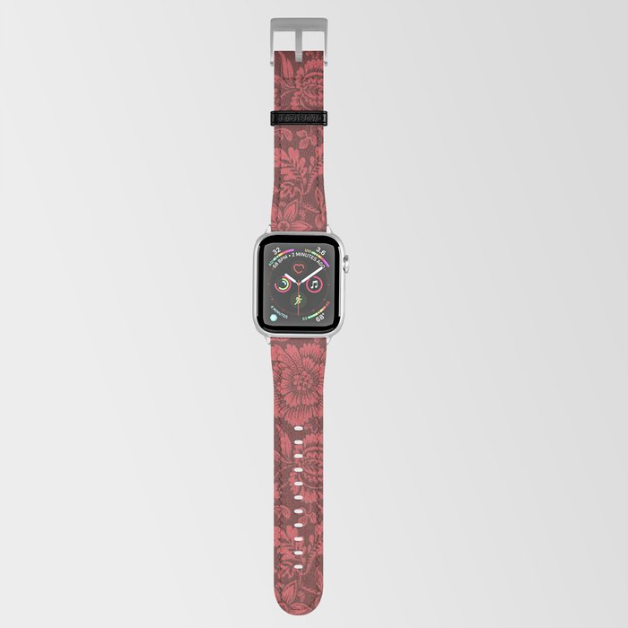 Burgundy and Red Chintz Floral Design Apple Watch Band