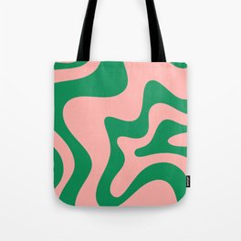 Liquid Swirl Abstract Retro Pattern in Blush Pink and Bright Green  Tote Bag