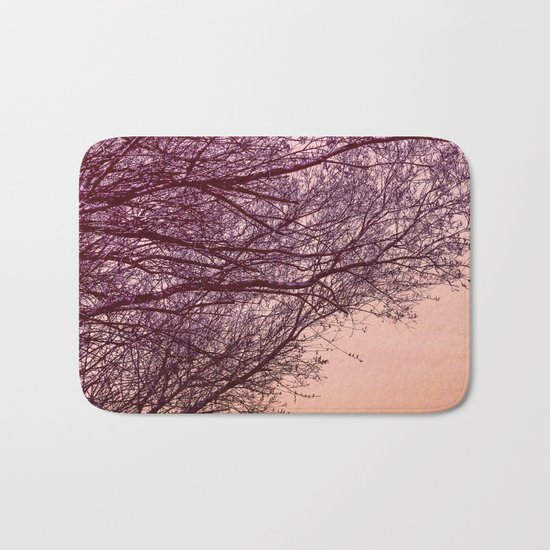 Purple Tree, Coral Orange Sky Bath Mat