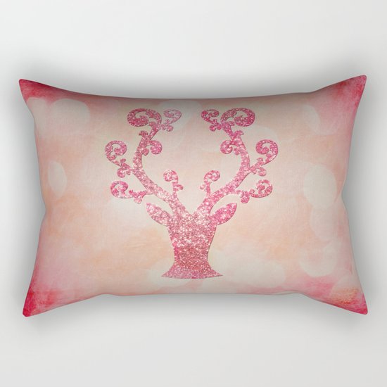 Pink sparkling glitter deer - Sparkle Effect Rectangular Pillow