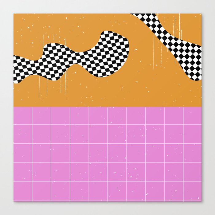 Groovy Orange Pink Check Canvas Print