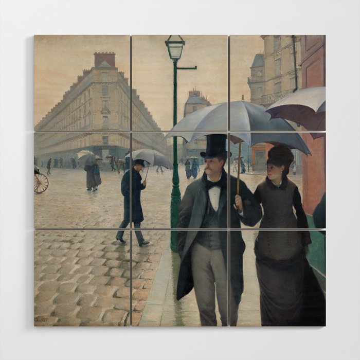 Paris Street Rainy Day (1877) Wood Wall Art