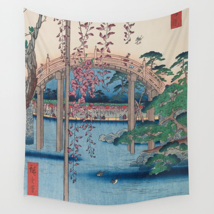 Summer Shrine Vintage Ukiyo-e Woodblock Print Wall Tapestry