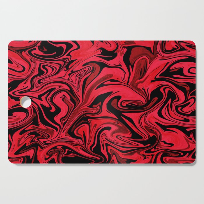 Red and black fluid art, punk rock red abstract swirl marble Cutting Board