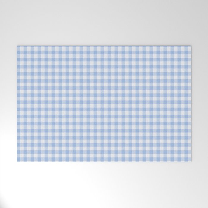 Gingham Plaid Pattern - Natural Blue Welcome Mat