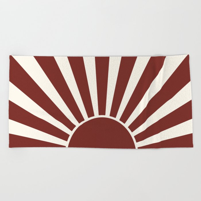 Dark red retro Sun design Beach Towel