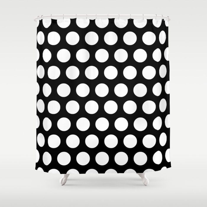 Black with White Polka Dots Shower Curtain