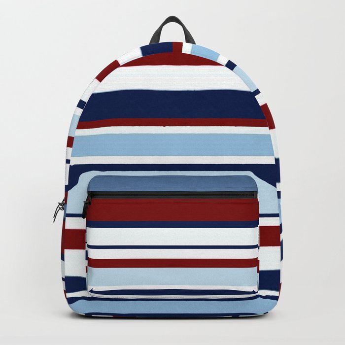 Nautical Stripes - Blue Red White Backpack