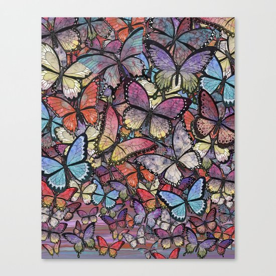 butterflies aflutter colorful version Canvas Print