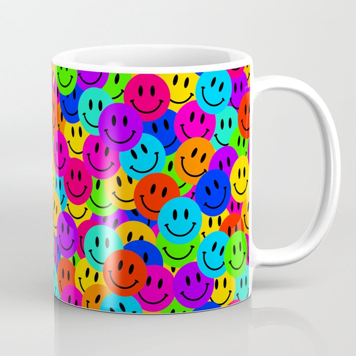 Rainbow Smileys Vibrant Repeat Coffee Mug
