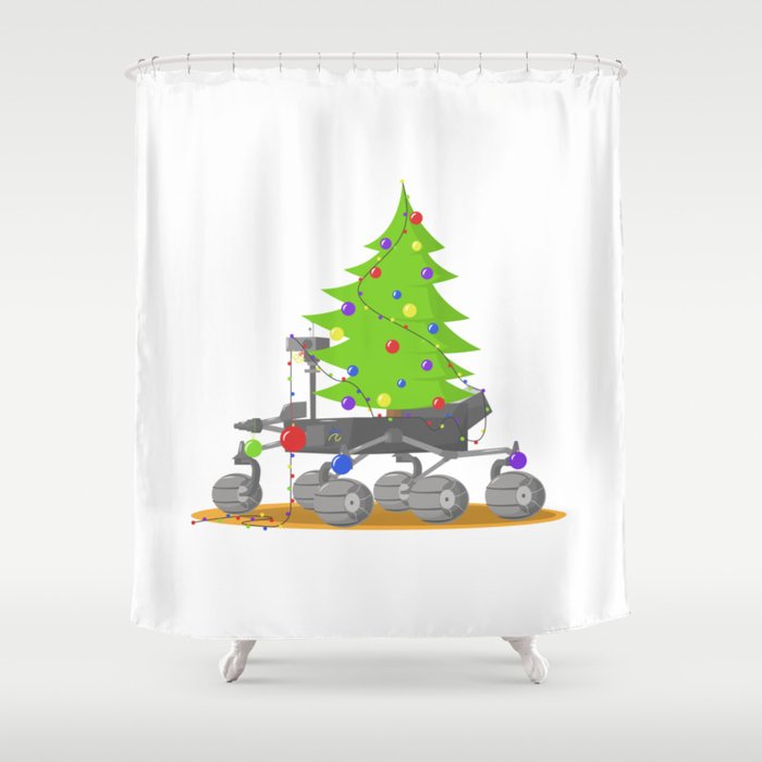 A Christmas with the Rover on Mars Shower Curtain
