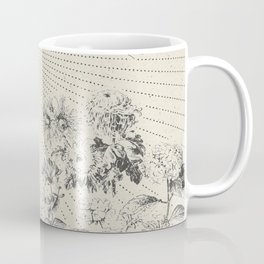 BUTTERFLY SUNSHINE Minimalist Modern and Vintage Illustration Design of a Monarch Wildflower Sun Ray Coffee Mug