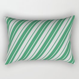 [ Thumbnail: Light Grey & Sea Green Colored Lines Pattern Rectangular Pillow ]