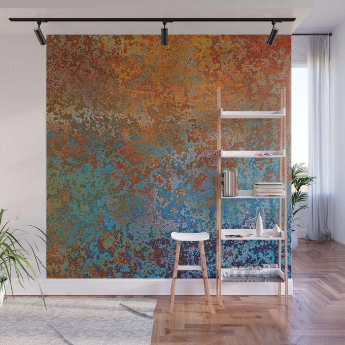 Vintage Rust, Terracotta and Blue Wall Mural
