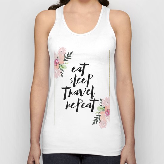 eat sleep travel repeat Unisex Tank Top
