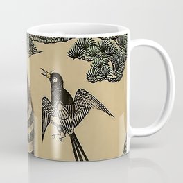 Striped Vintage Minhwa Tiger and Magpie Coffee Mug | Minhwa, Folklore, Fur, Stripes, Tiger, Culture, Korean, Vintage, Corrupt, Foolish 