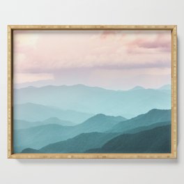 Smoky Mountain National Park Sunset Layers II - Nature Photography Serving Tray